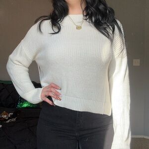 Forever 21 Cream Knit Crew Neck Sweater